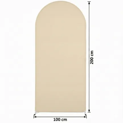 Pokrowiec beżowy szampański materiał na stojak metalowy złoty ŁUK na balony i dekoracje 200x100cm