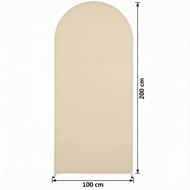 Pokrowiec beżowy szampański materiał na stojak metalowy złoty ŁUK na balony i dekoracje 200x100cm