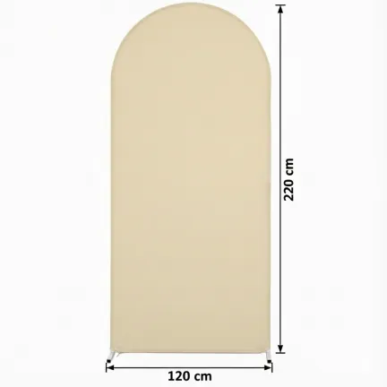 Pokrowiec beżowy szampański materiał na stojak metalowy złoty ŁUK na balony i dekoracje 220x120cm