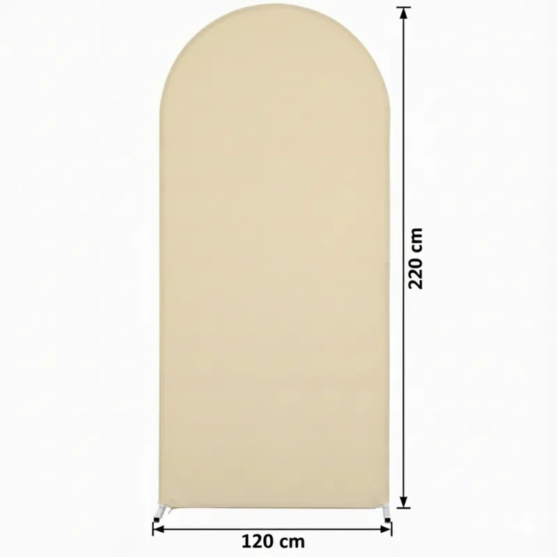 Pokrowiec beżowy szampański materiał na stojak metalowy złoty ŁUK na balony i dekoracje 220x120cm