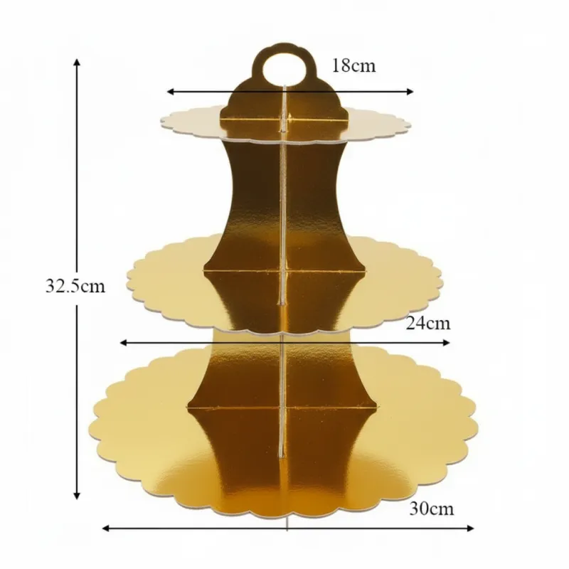 Patera papierowa Złota metaliczna 3 poziomy Patera papierowa Złota metaliczna 3 poziomy