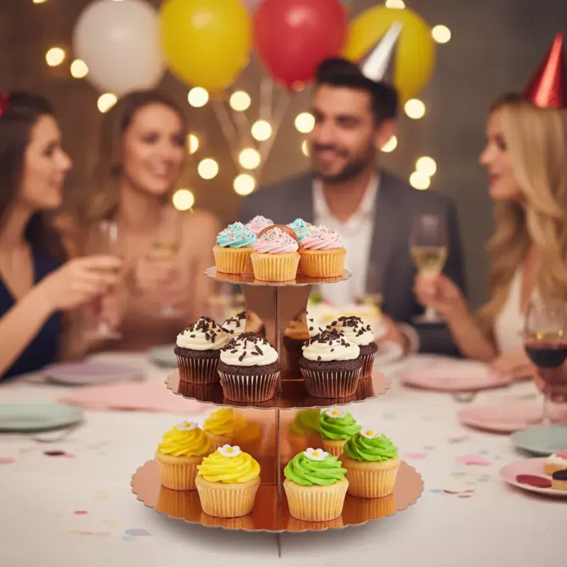 Patera papierowa Różowe złoto rose gold metaliczna 3 poziomy