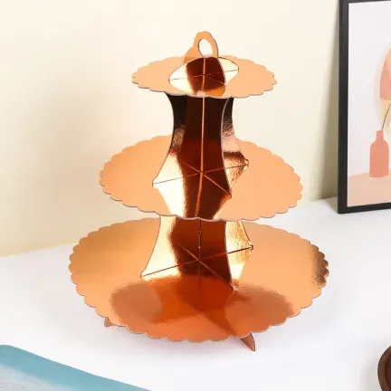 Patera papierowa Różowe złoto rose gold metaliczna 3 poziomy