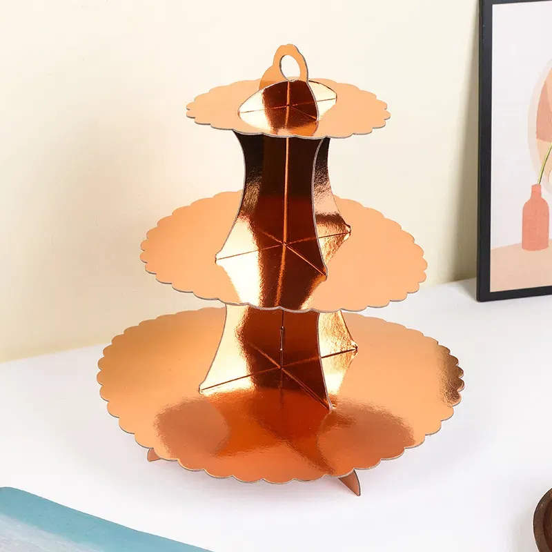 Patera papierowa Różowe złoto rose gold metaliczna 3 poziomy