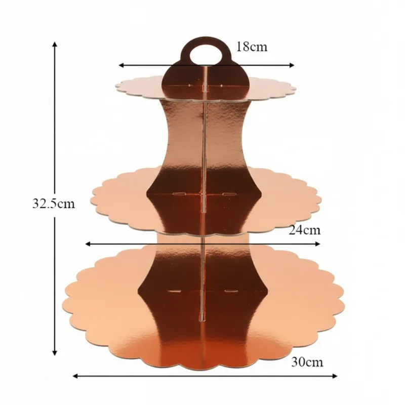 Patera papierowa Różowe złoto rose gold metaliczna 3 poziomy