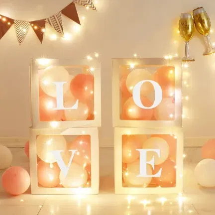 Zestaw Pudełek na Balony LOVE białe