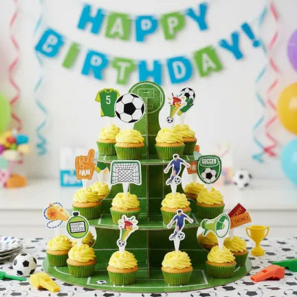Pikery dekoracja na babeczki PIŁKARSKIE 12 szt.