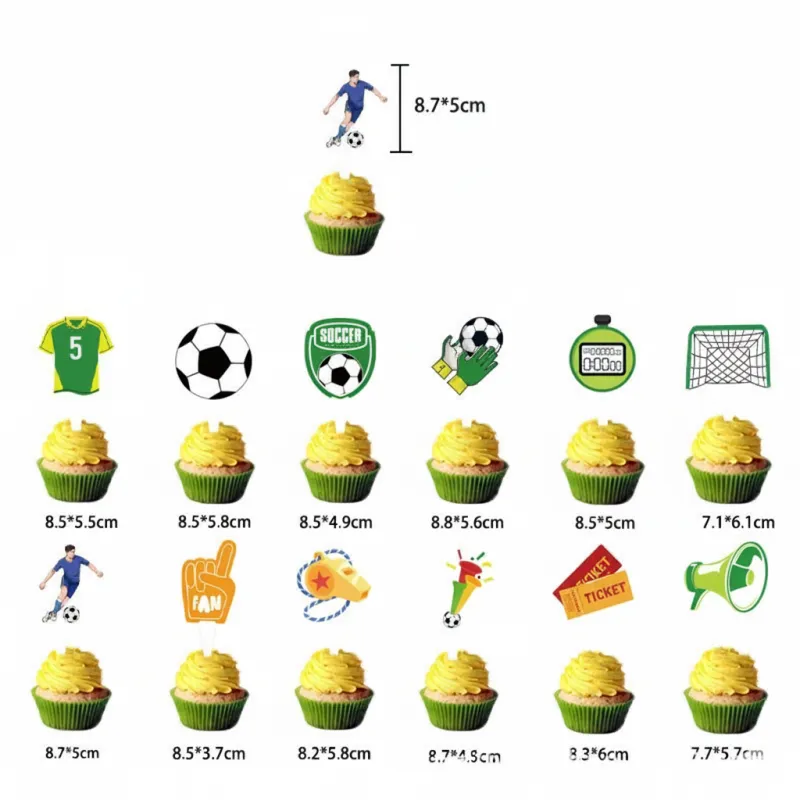 Pikery dekoracja na babeczki PIŁKARSKIE 12 szt.