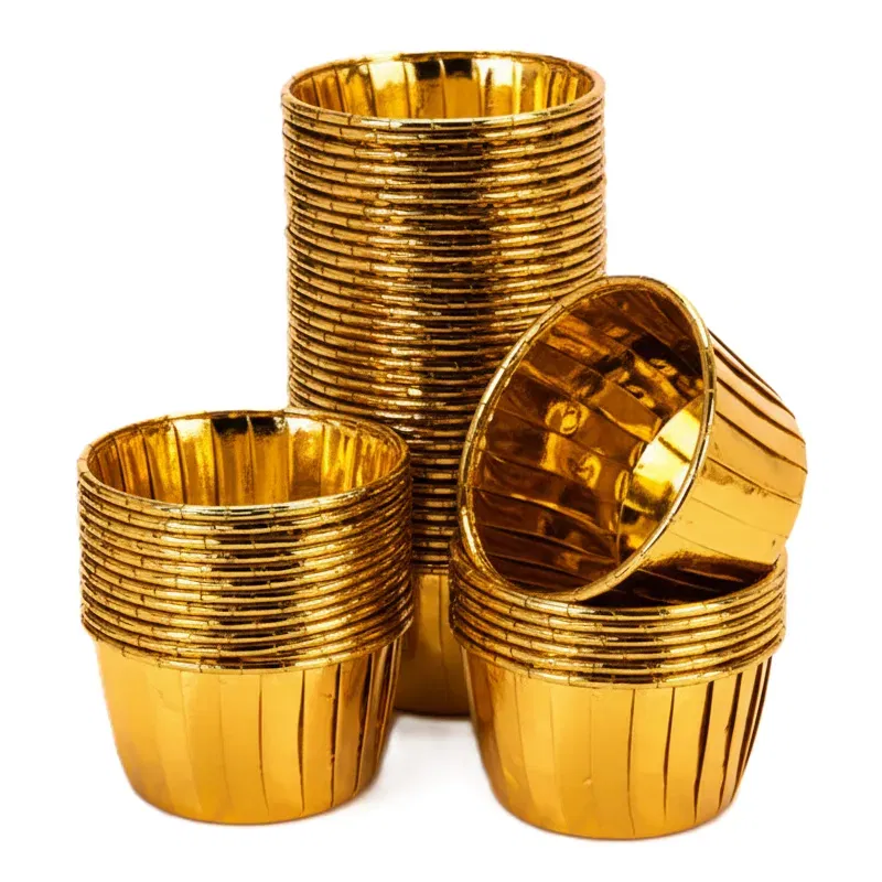 Papilotki do muffinek foremki do pieczenia babeczek papierowe złote metaliczne 5x4cm 50 szt.
