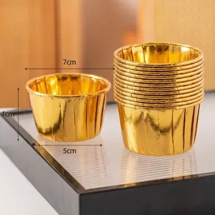 Papilotki do muffinek foremki do pieczenia babeczek papierowe złote metaliczne 5x4cm 50 szt.