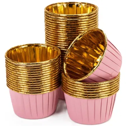 Papilotki do muffinek foremki do pieczenia babeczek papierowe różowo złote 5x4cm 50 szt.