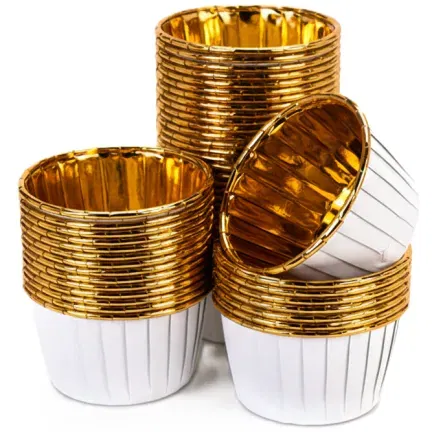 Papilotki do muffinek foremki do pieczenia babeczek papierowe biało złote 5x4cm 50 szt.