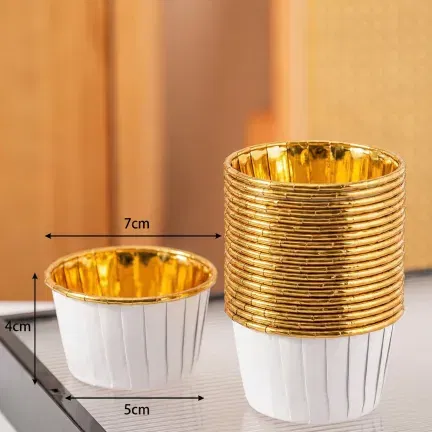 Papilotki do muffinek foremki do pieczenia babeczek papierowe biało złote 5x4cm 50 szt.