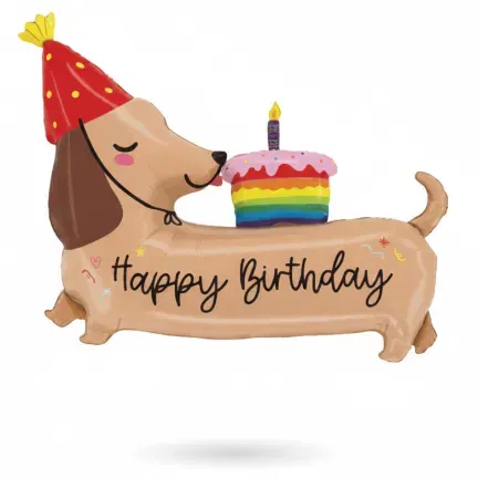 Balon foliowy urodzinowa Kapibara z tortem – 69x48cm