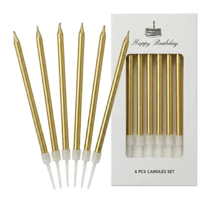 Świeczki dekoracja na TORT złote długie 11 cm 6 szt Świeczki dekoracja na TORT złote długie 11 cm 6 szt