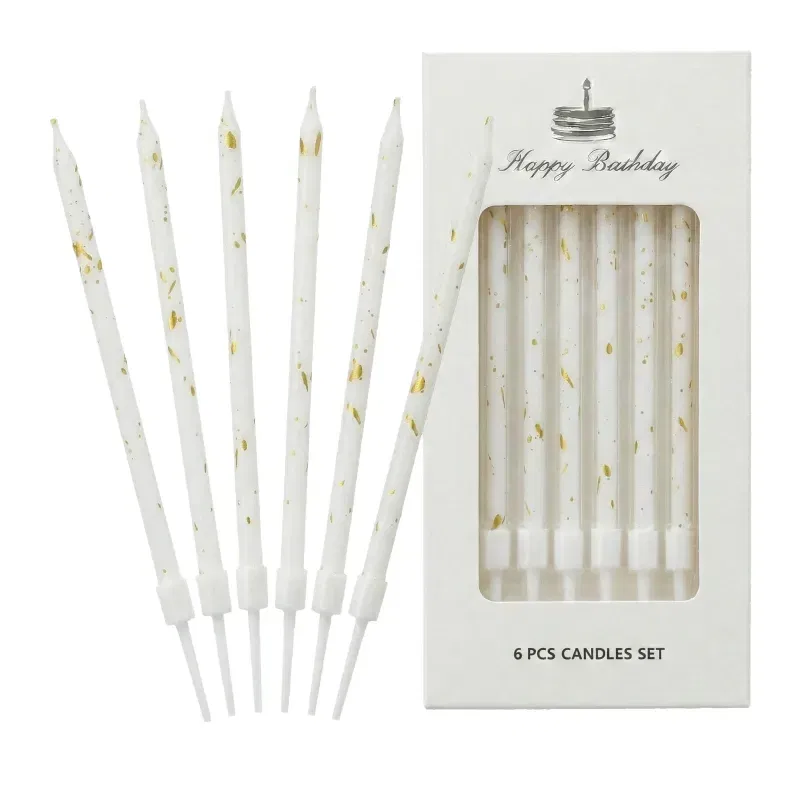 Świeczki dekoracja na TORT biało złote długie 11 cm 6 szt Świeczki dekoracja na TORT biało złote długie 11 cm 6 szt