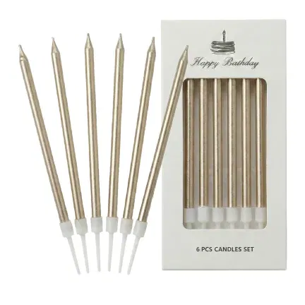 Świeczki dekoracja na TORT szampańskie długie 11 cm 6 szt