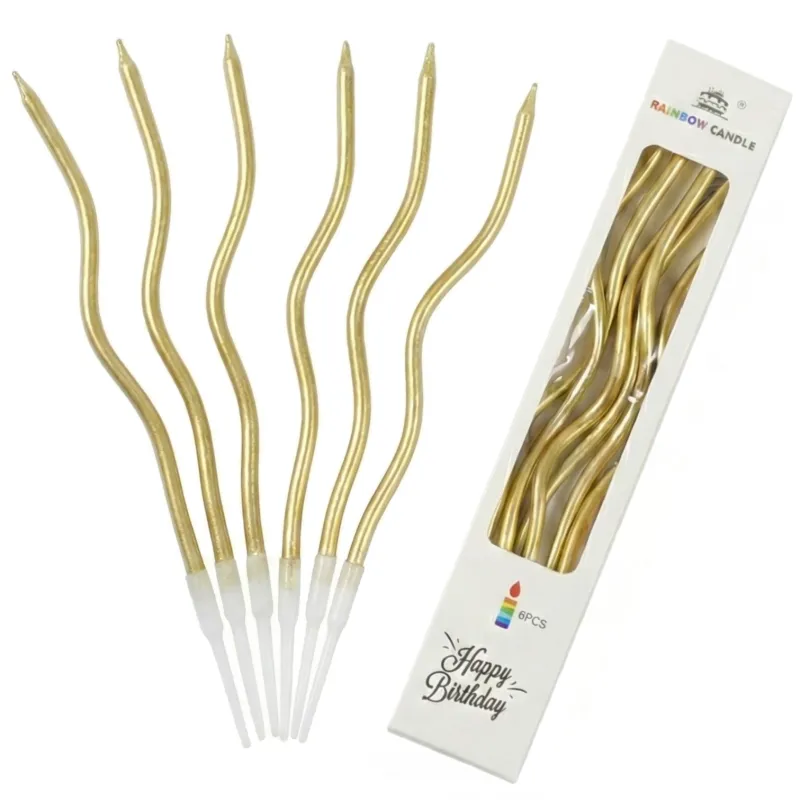 Świeczki dekoracja na TORT Zakręcone Świderki Złote 15 cm 6 szt Świeczki dekoracja na TORT Zakręcone Świderki Złote 15 cm 6 szt