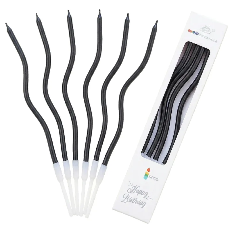 Świeczki dekoracja na TORT Zakręcone Świderki Czarne 15 cm 6 szt Świeczki dekoracja na TORT Zakręcone Świderki Czarne 15 cm 6 szt
