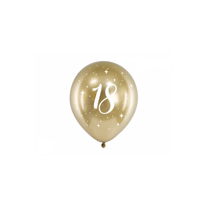 Balony Glossy 30cm, 18, złoty/6szt.