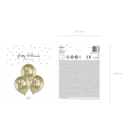 Balony Glossy 30cm, 30, złoty Balony Glossy 30cm, 30, złoty