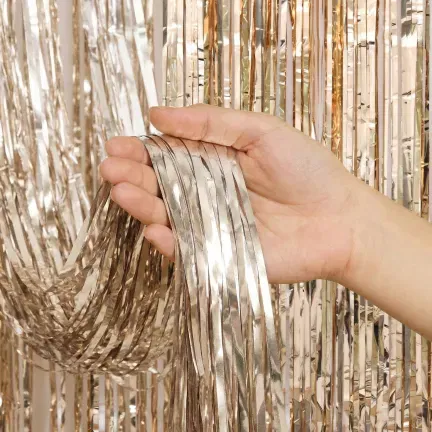 KURTYNA DEKORACYJNA Foliowa SZAMPAŃSKA Jasnozłota Gold 100x200 cm