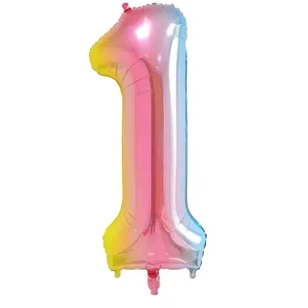 Balon Foliowy Tęczowy "1" 1m