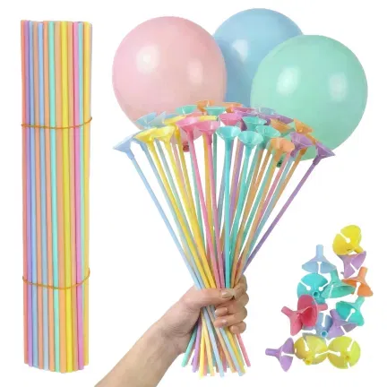 Patyczki do balonów z koszyczkami kolorowe pastelowe 40 cm 100 szt.