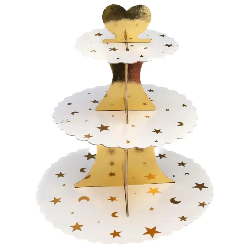 Patera papierowa na ciasto złote gwiazdki Patera papierowa na ciasto złote gwiazdki