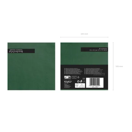 Serwetki butelkowa zieleń 33x33cm/20szt.