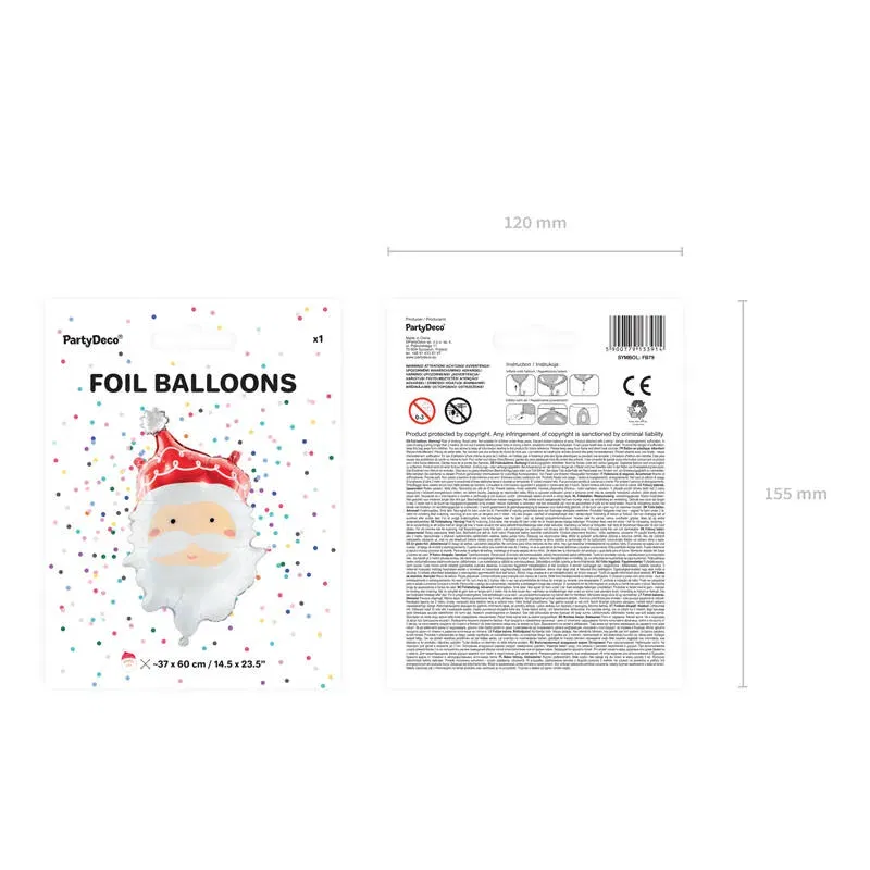 Balon foliowy Święty Mikołaj 14,5x23,5 Balon foliowy Święty Mikołaj 14,5x23,5