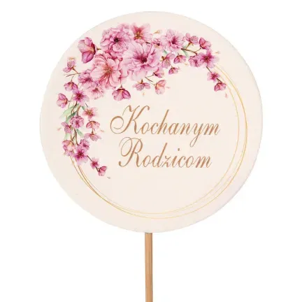 Topper Kochanym Rodzicom, różowe kwiaty