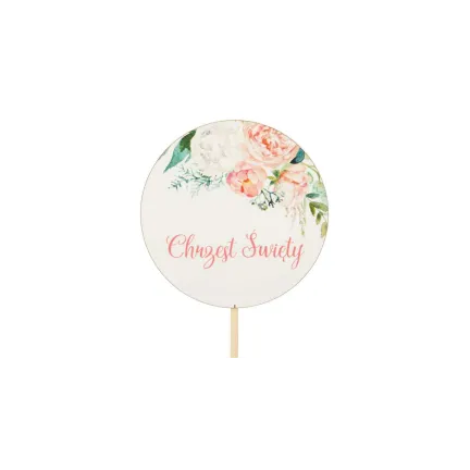 Topper duże peonie u góry - Chrzest Święty