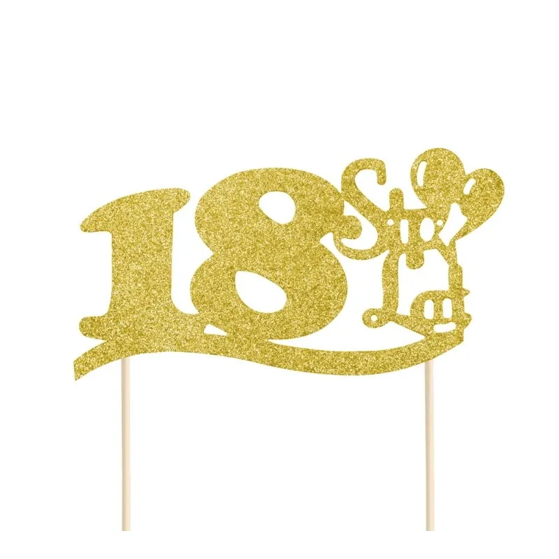 Topper "18 Sto lat", złoty brokat