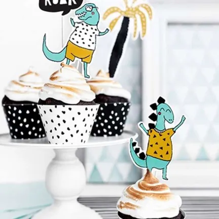 Papilotki na muffinki dinozaury