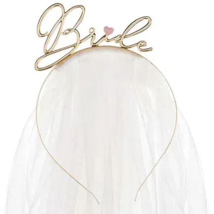 Opaska Bride złota z welonem Opaska Bride złota z welonem