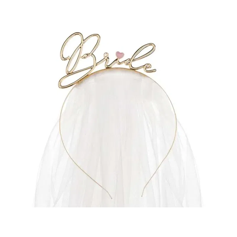 Opaska Bride złota z welonem Opaska Bride złota z welonem