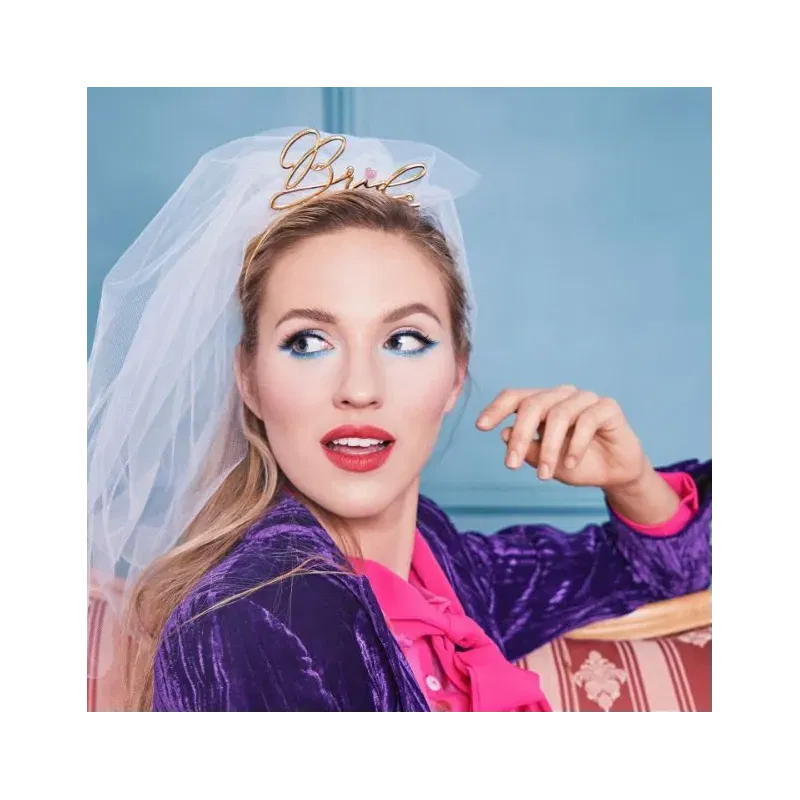 Opaska Bride złota z welonem Opaska Bride złota z welonem