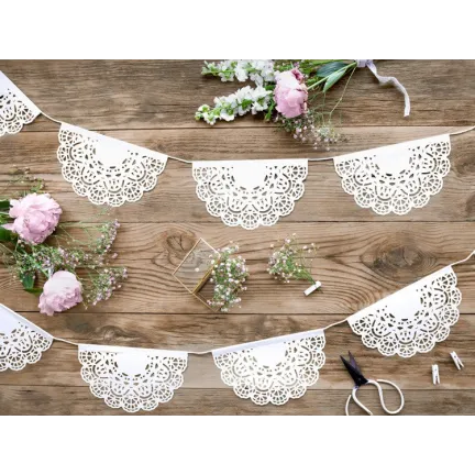 Girlanda koronkowa, biały, 183cm Girlanda koronkowa, biały, 183cm