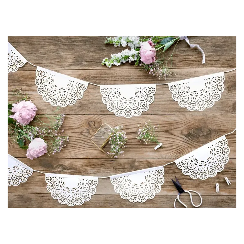 Girlanda koronkowa, biały, 183cm Girlanda koronkowa, biały, 183cm