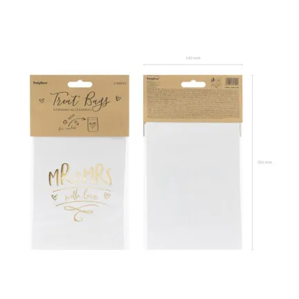 Torebki na słodycze Mr&Mrs, złoty, 13x14xm/6szt.
