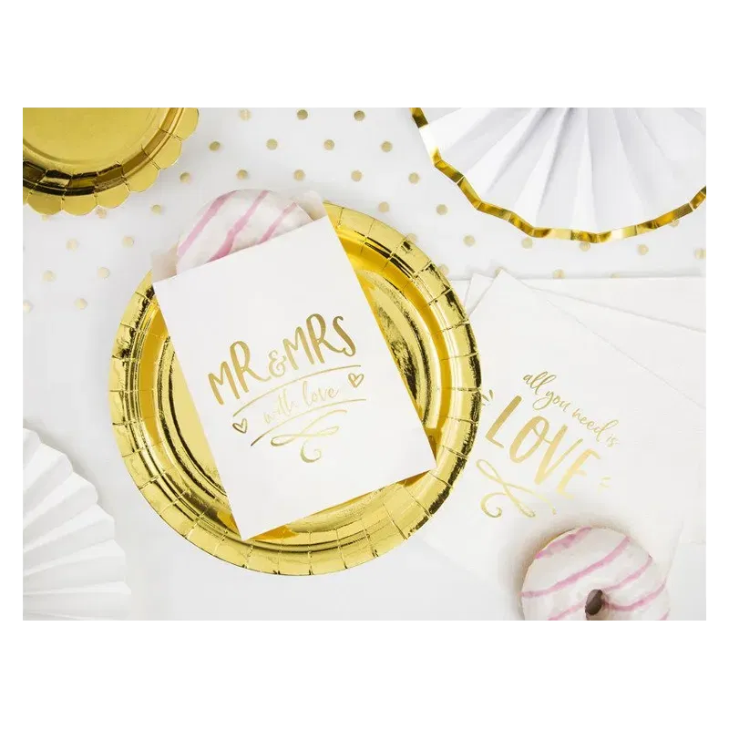 Torebki na słodycze Mr&Mrs, złoty, 13x14xm/6szt.