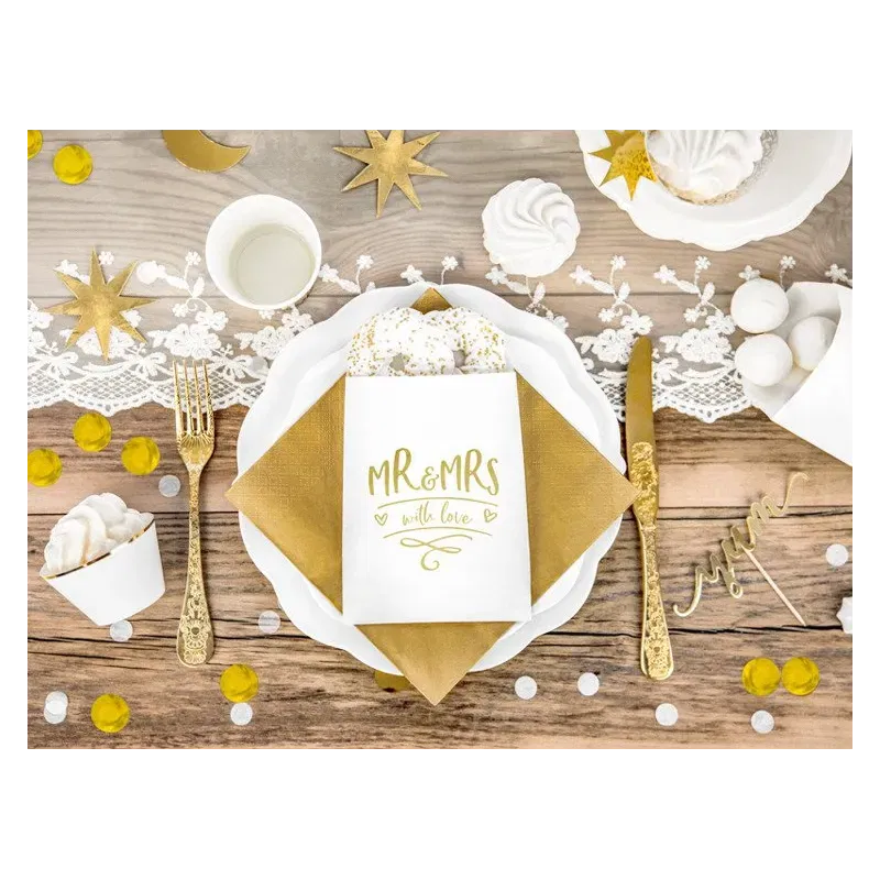 Torebki na słodycze Mr&Mrs, złoty, 13x14xm/6szt.