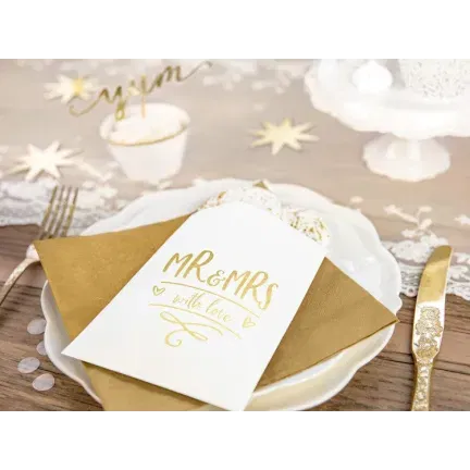 Torebki na słodycze Mr&Mrs, złoty, 13x14xm/6szt.