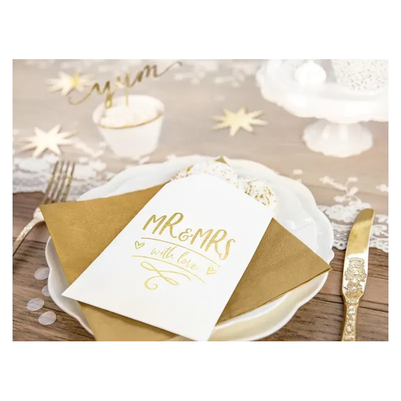 Torebki na słodycze Mr&Mrs, złoty, 13x14xm/6szt.