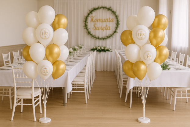 Balony na komunię ze stojakiem – pomysł na elegancką dekorację!